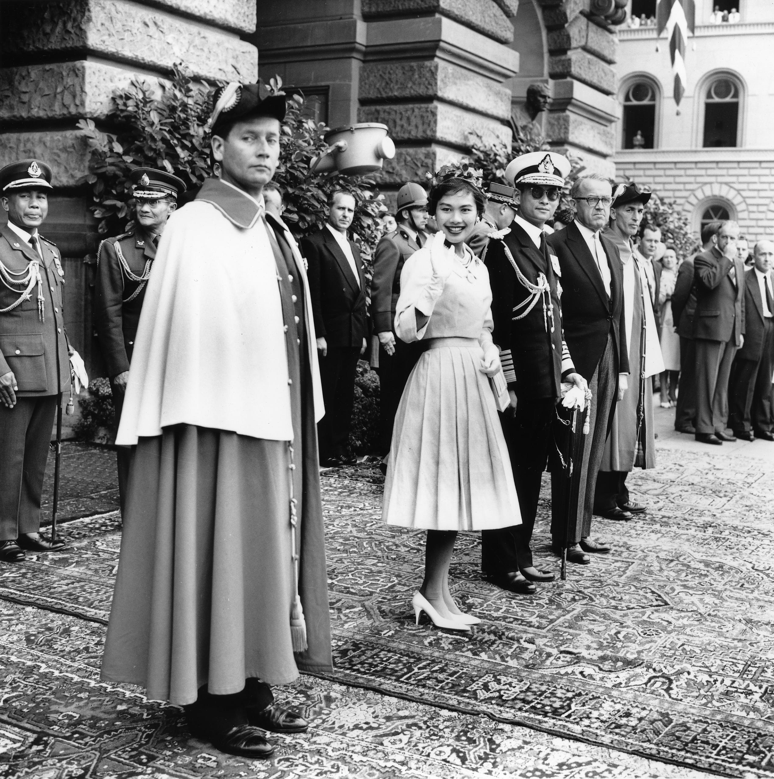 Thai King Bhumibol Adulyadej and his wife Thai Queen Sirikit in Bern