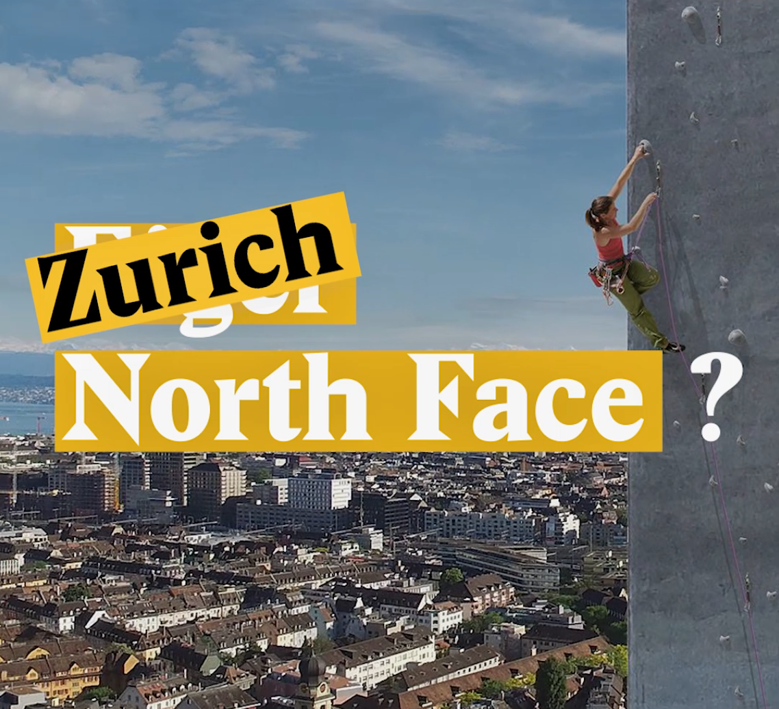 A cover image for a Nouvo video about turning a building in Zurich into a climbing wall.