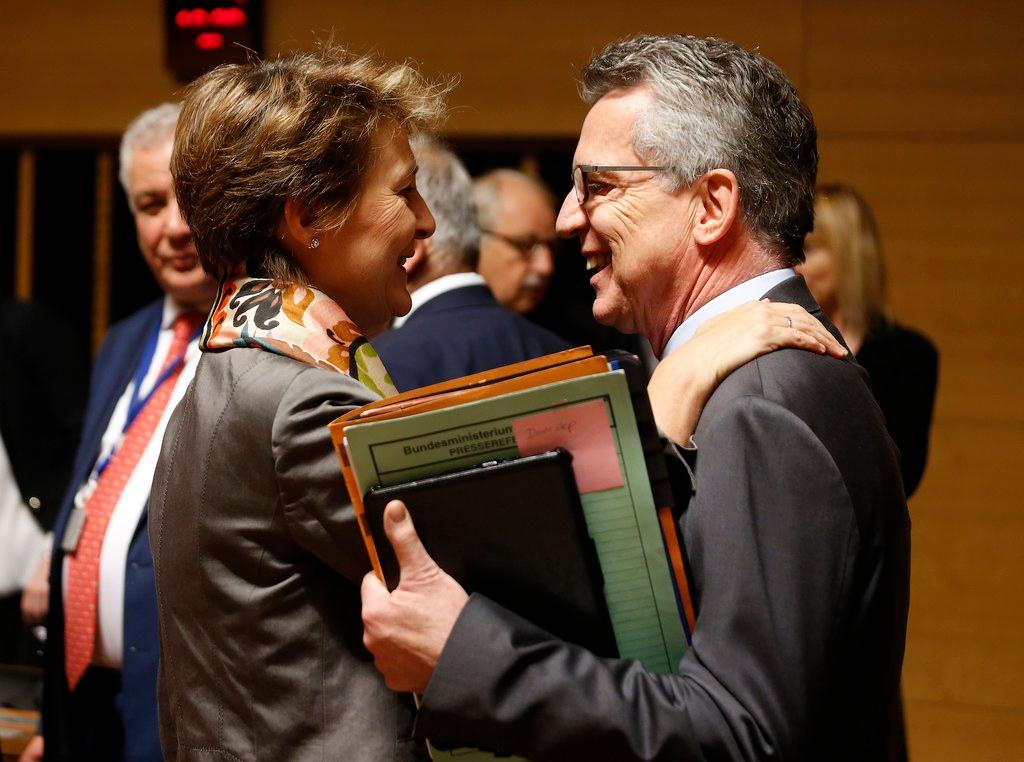 Swiss justice minister Simonetta Sommaruga and German Interior Minister Thomas de Maiziere