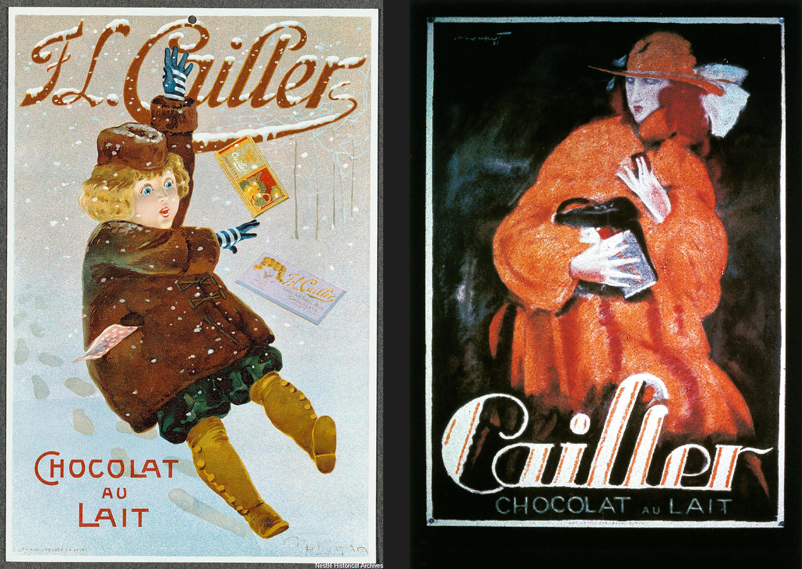 2 posters advertising Cailler chocolate