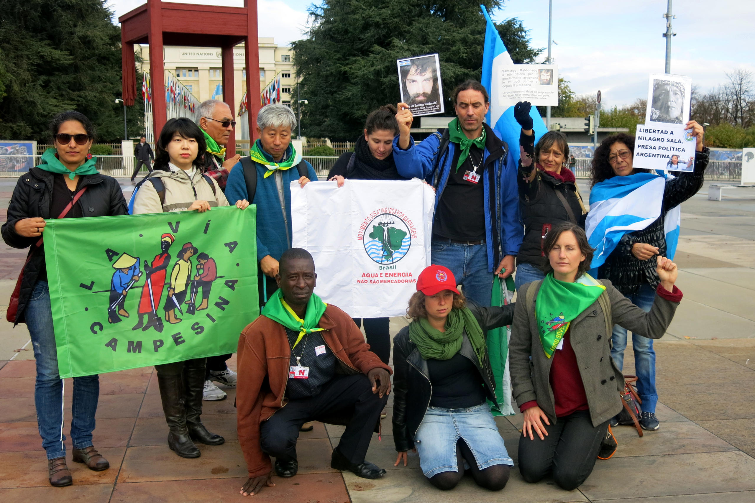 Delegación del movimiento social Vía Campesina en Ginebra.