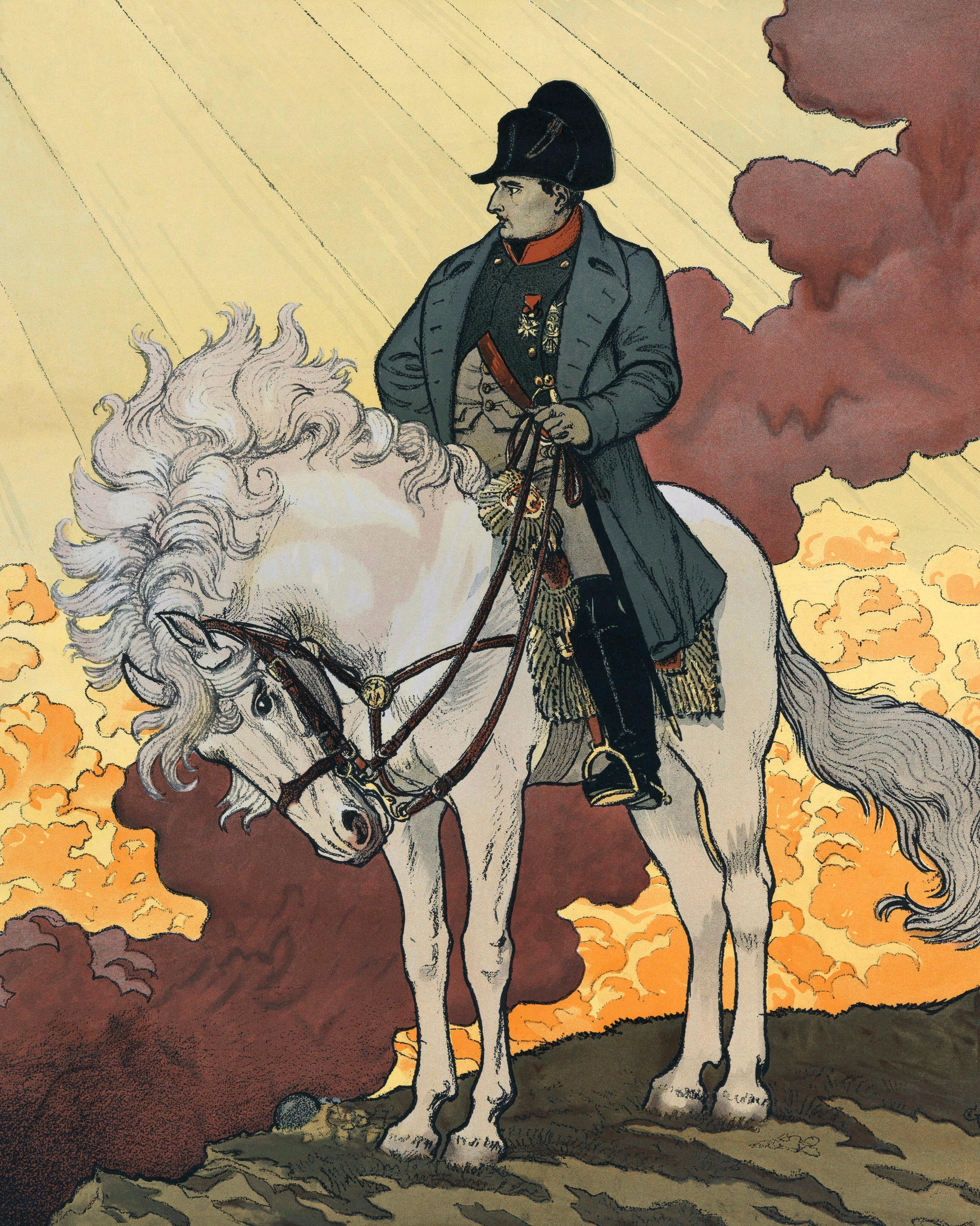 ナポレオン・ボナパルト(1769~1821年)の新たな人生、リトグラフ、1894年