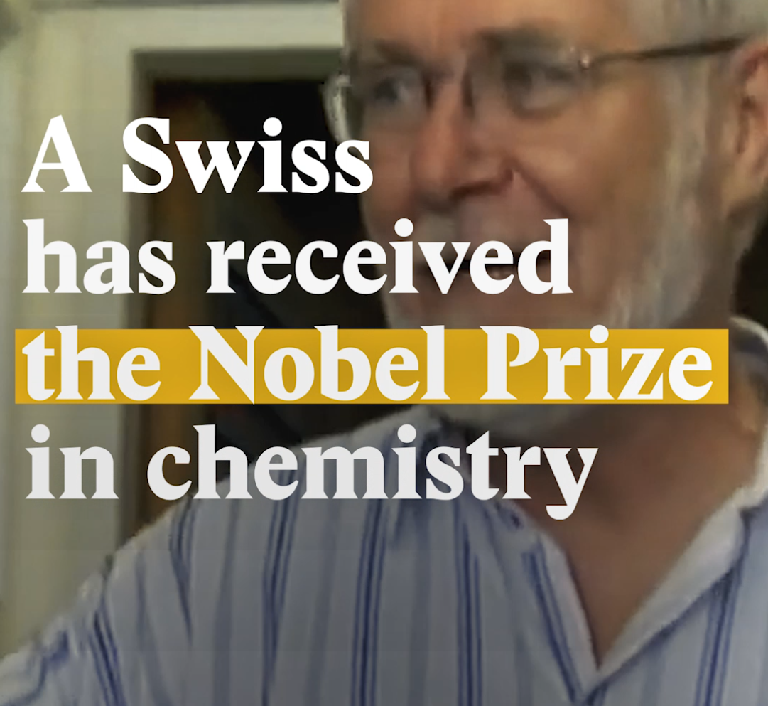 A cover image for a Nouvo video about the Swiss professor who received the 2017 Nobel Prize in Chemistry.