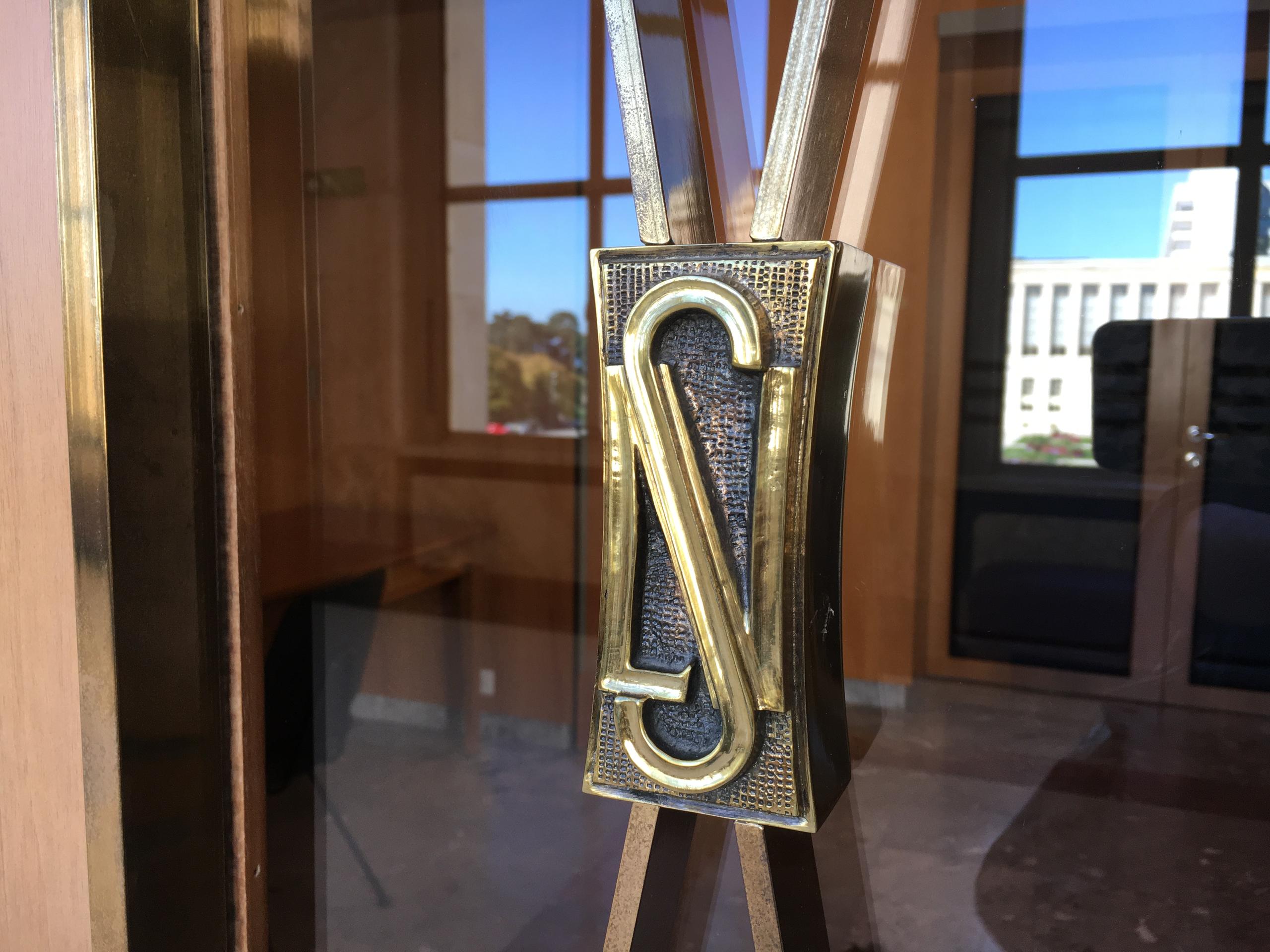 Close up of door handle at Palais