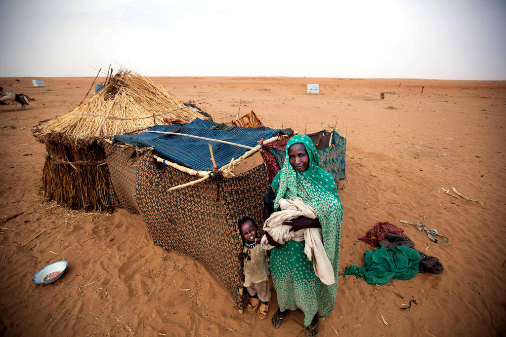 Family living near Zam Zam camp for displaced people in northern Darfur, Sudan.