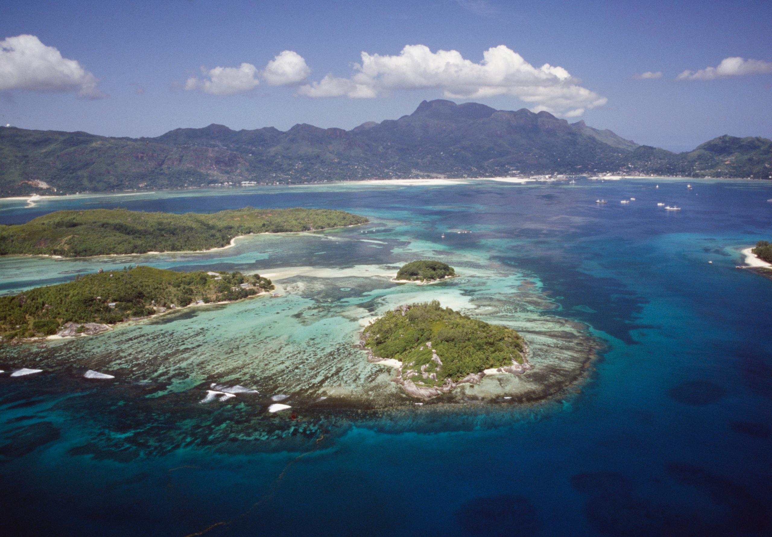 Aerial view of the Seychelles islands