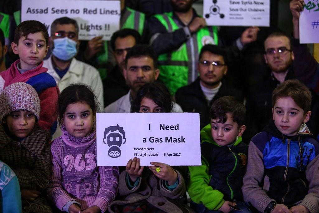 Syrian children demonstrating