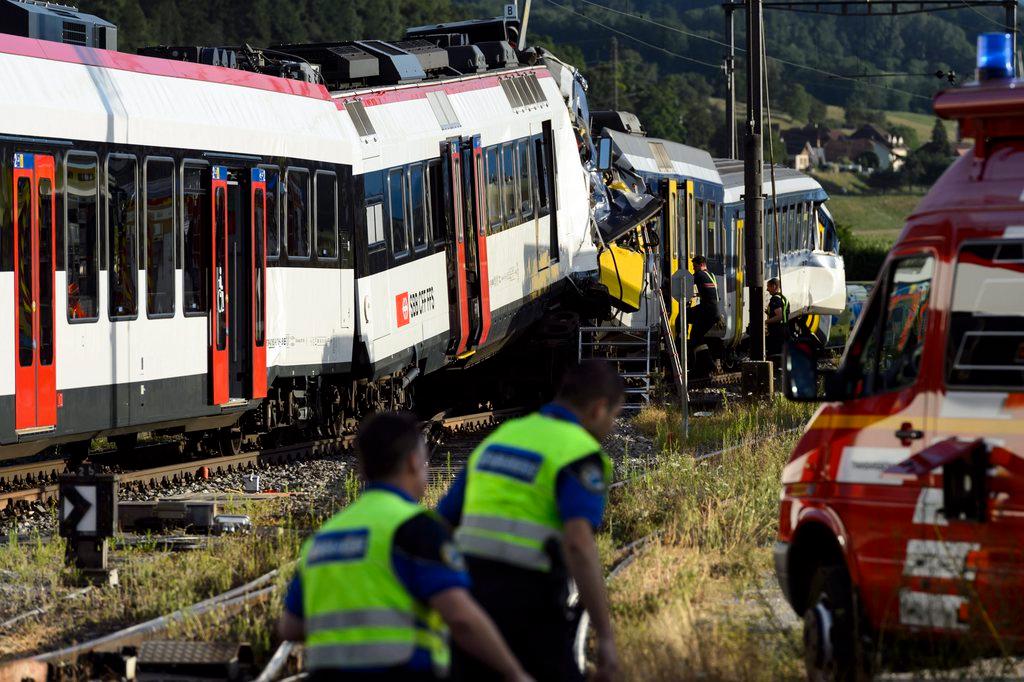 Scene if train collision in Granges-Marnand