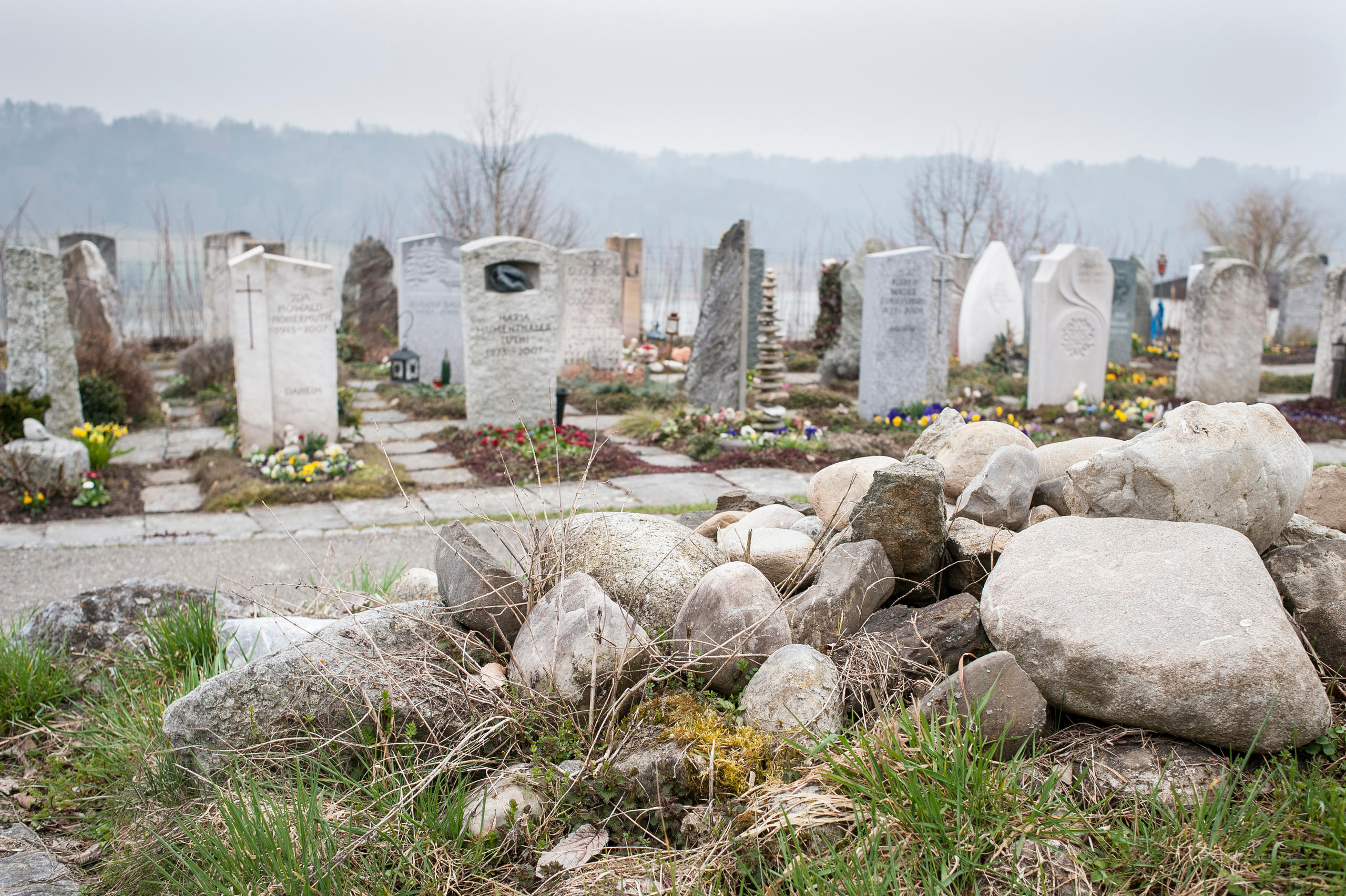 cemetery with rocks