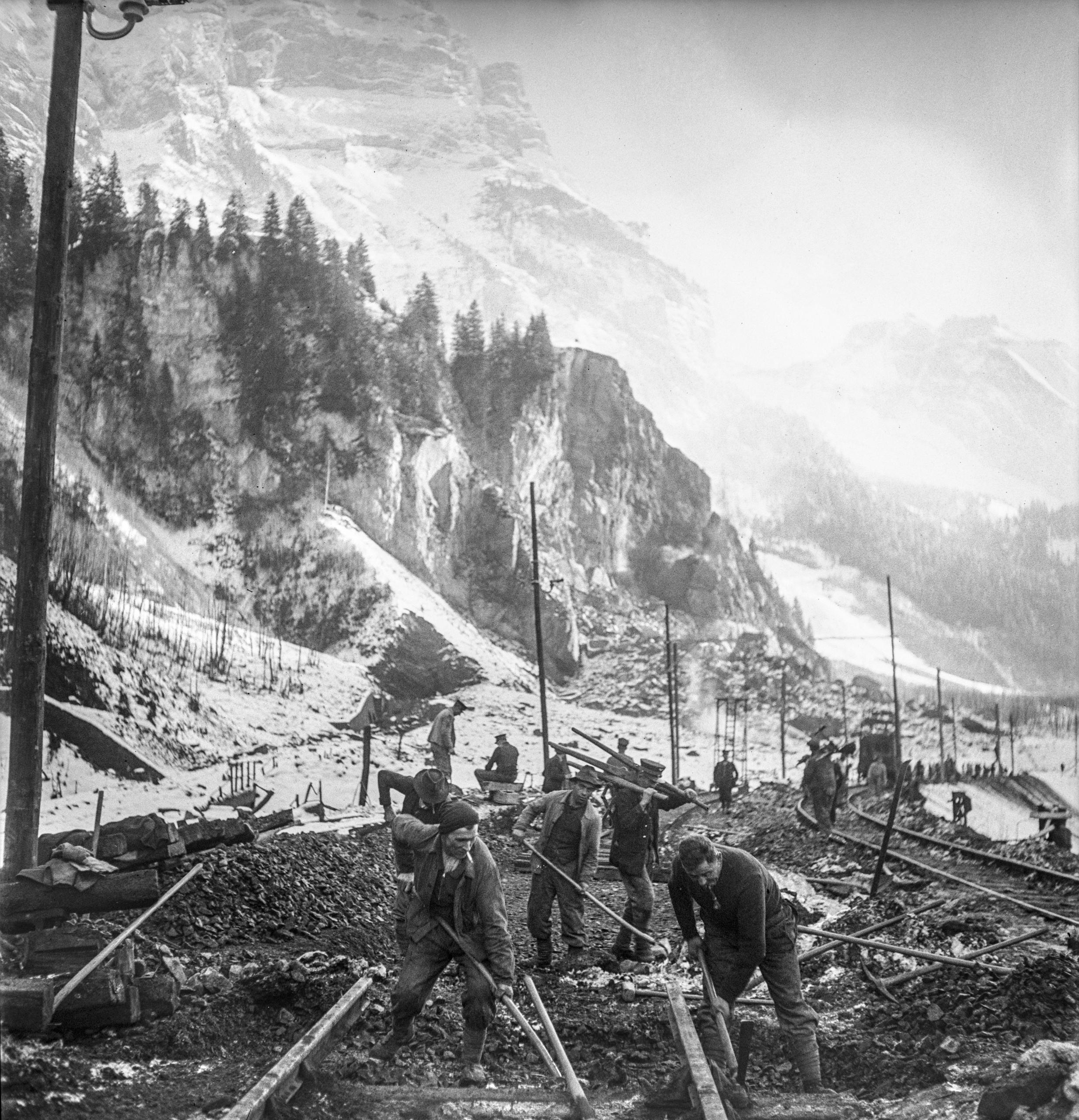 Workers are repairing the train tracks