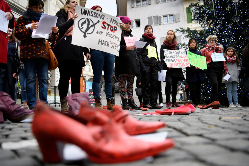Women demonstrate during a rally