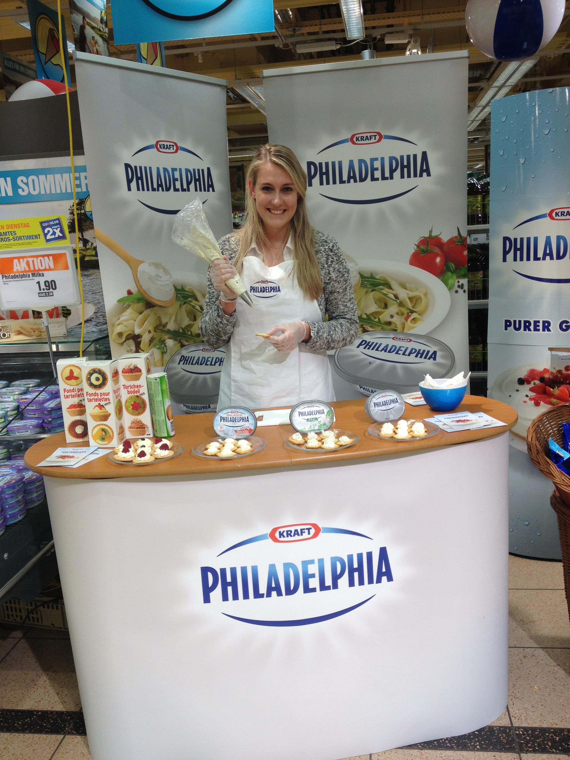 Nathalie at the Philadelphia cheese promotion