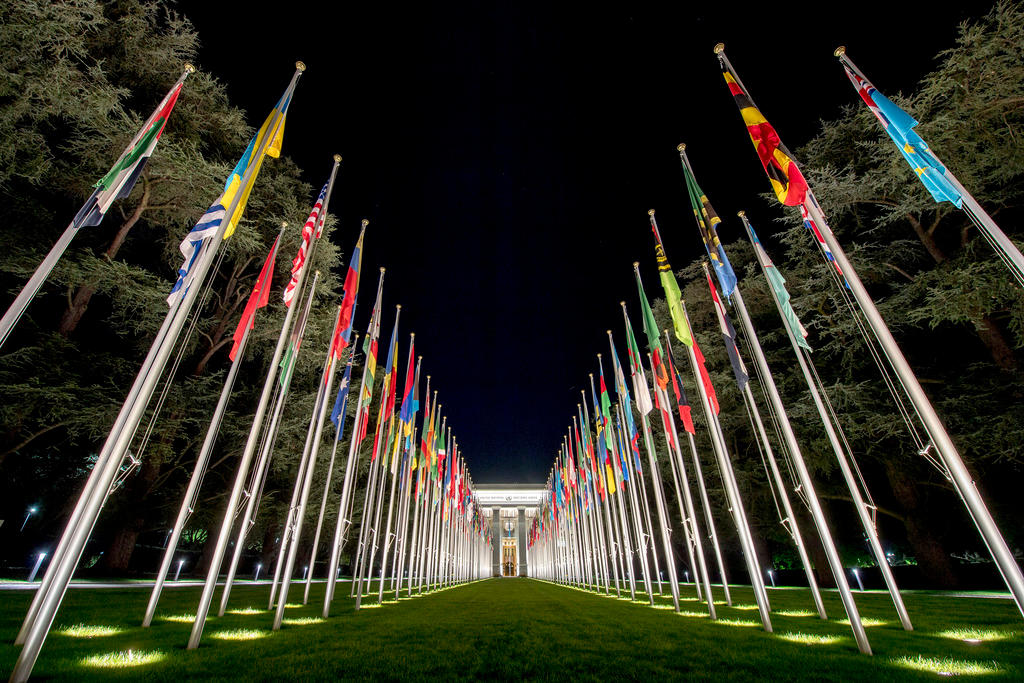 Flags outside UN building