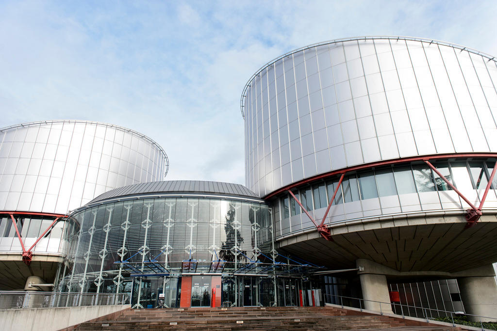 A general view of the entrance of the European Court of Human Rights (ECHR) in Strasbourg, France