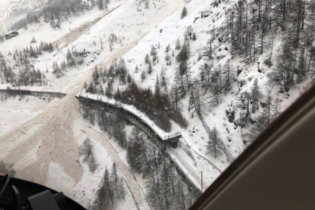 Avalanche in Zermatt, Switzerland, 2018.