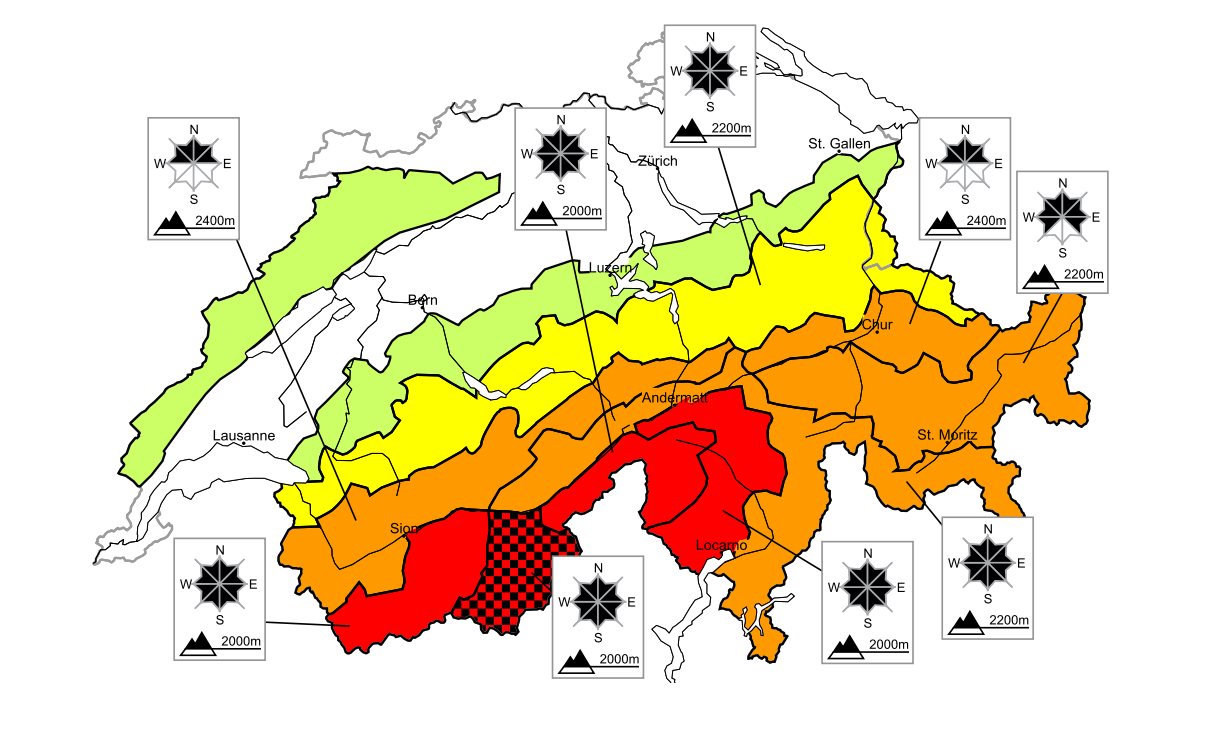 map of avalanche risk