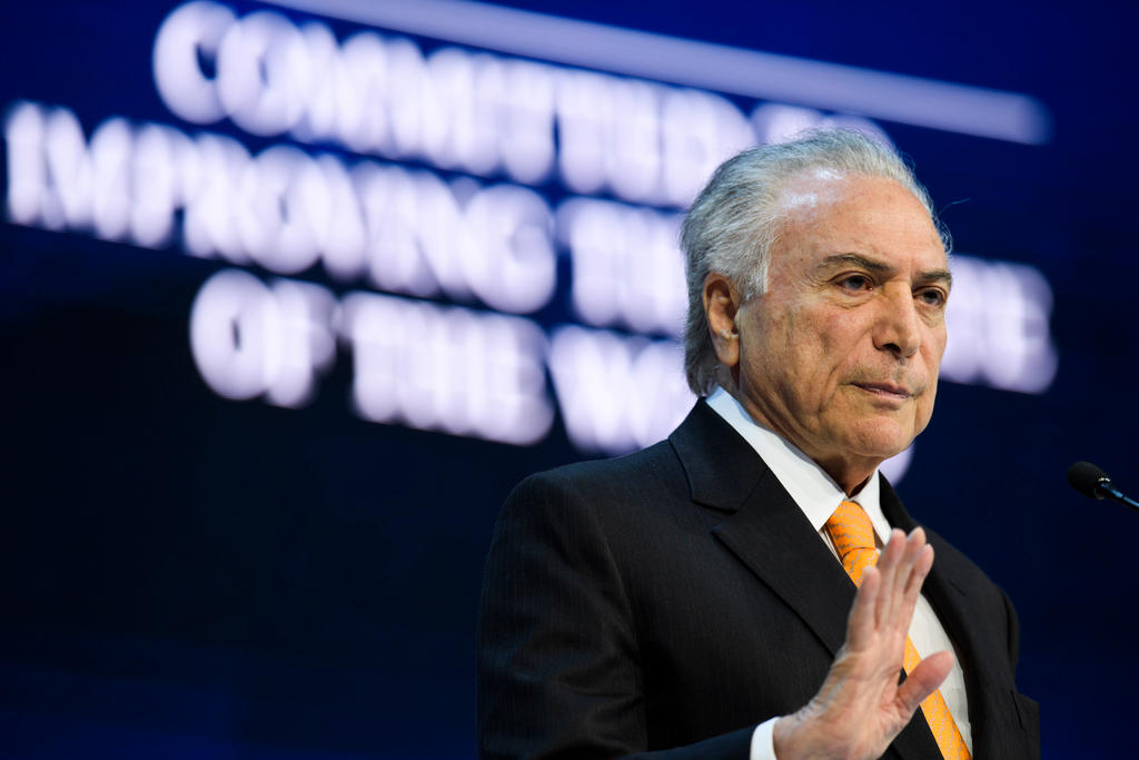 Rosto do presidente brasileiro Michael Temer em Davos