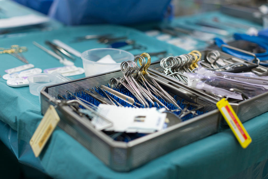 Medical equipment on an operating table