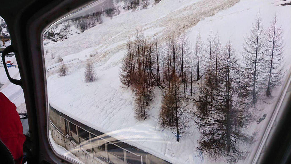 Avalanche in Zermatt, Switzerland, 2018.