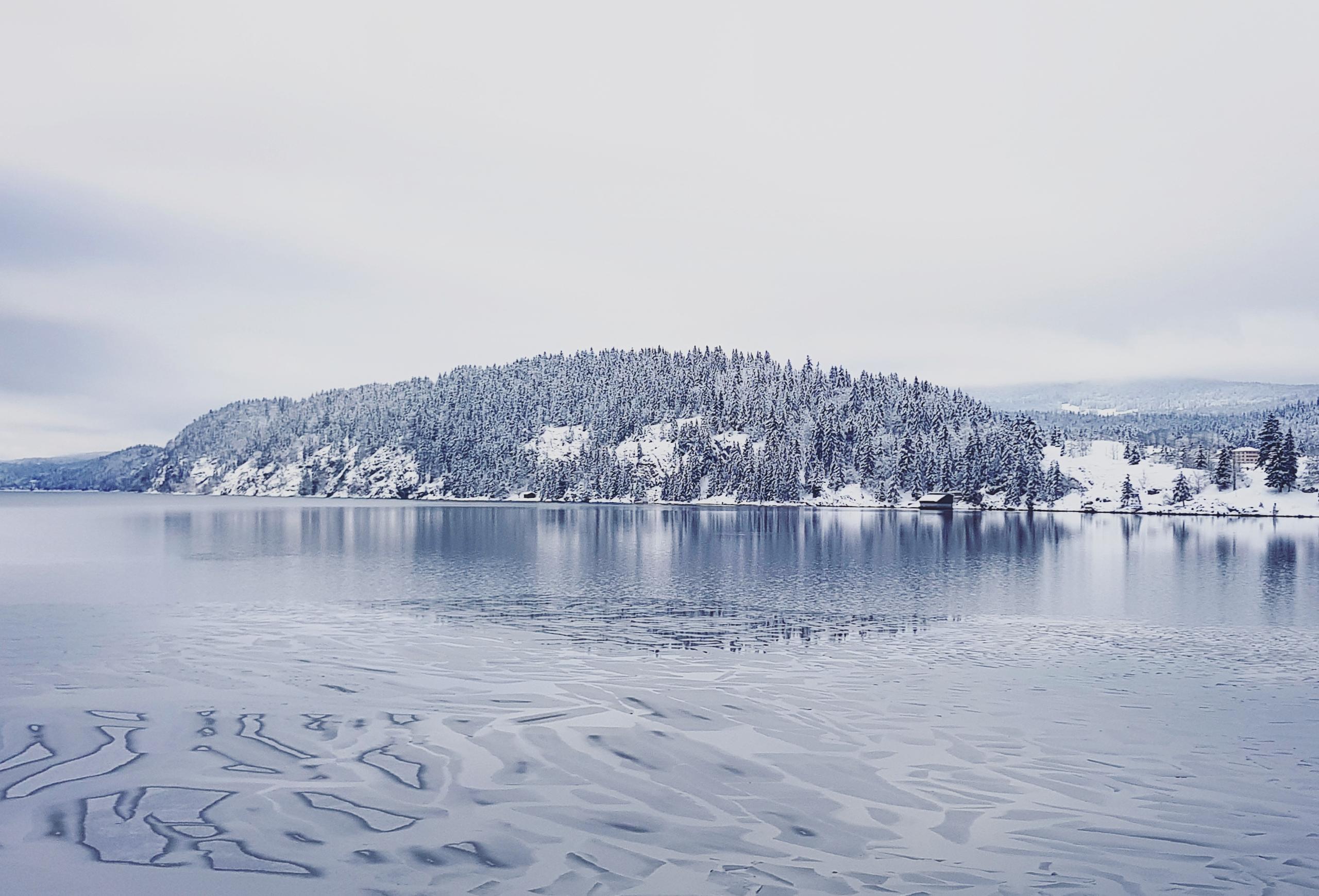 冬天的Lac de Joux，湖面逐漸結凍前的最後影像