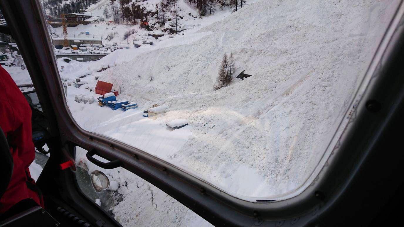 Avalanche in Zermatt, Switzerland, 2018.