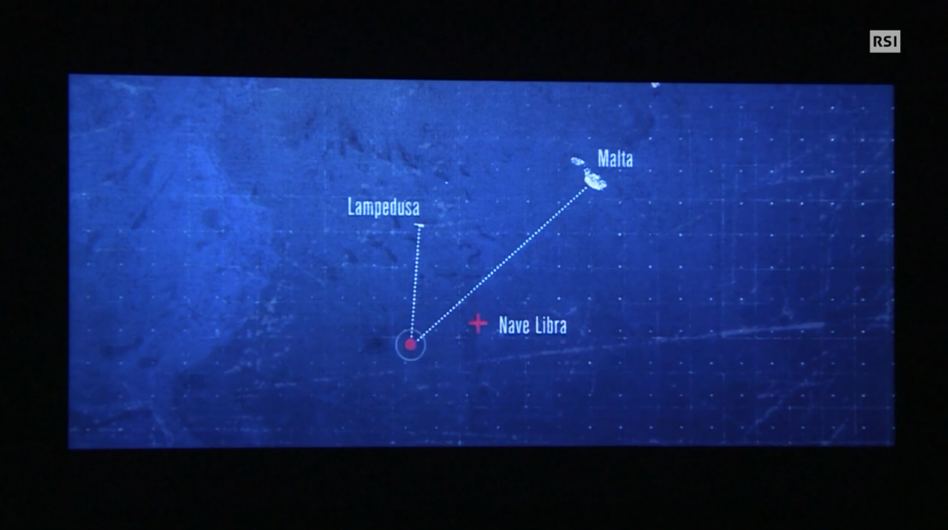 In un fotogramma dell inchiesta di Fabrizio Gatti, le posizioni del peschereccio, della nave Libra e di Malta
