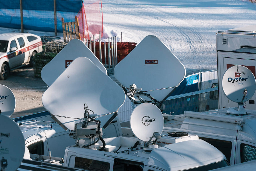 Satellite dishes on SBC vans