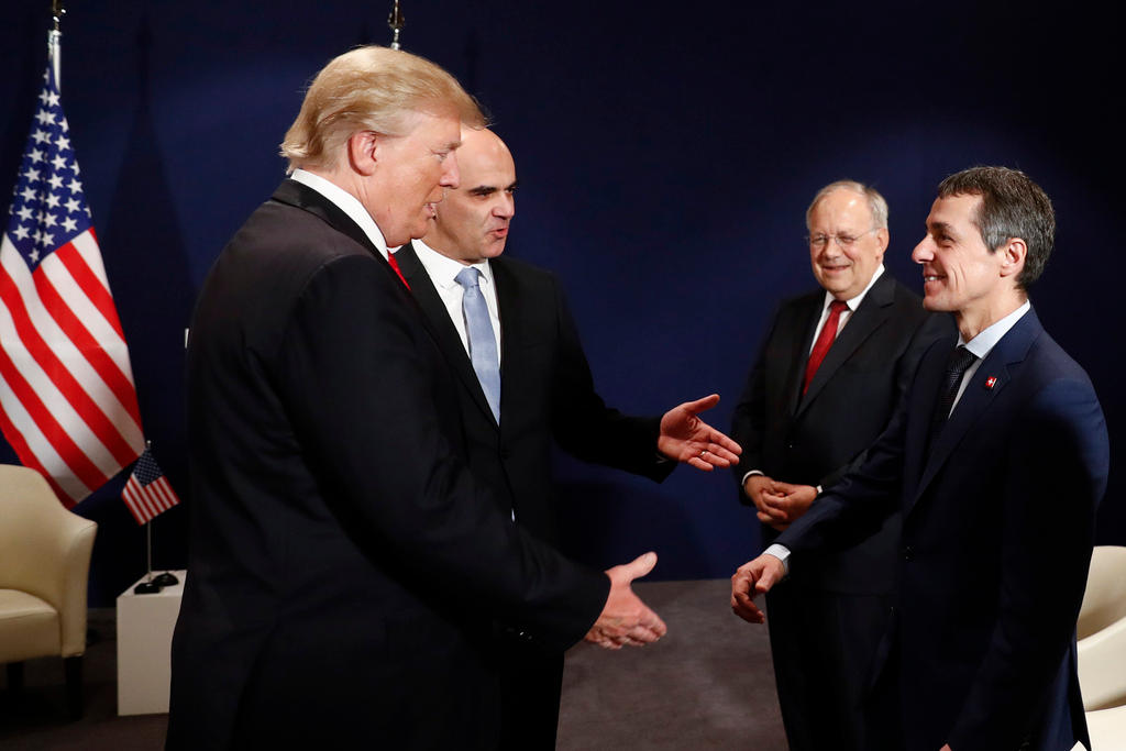 Bundespräsident Alain Berset, US-Präsident Donald Trump, Bundesräte Ignazio Cassis und Johann Schneider-Ammann