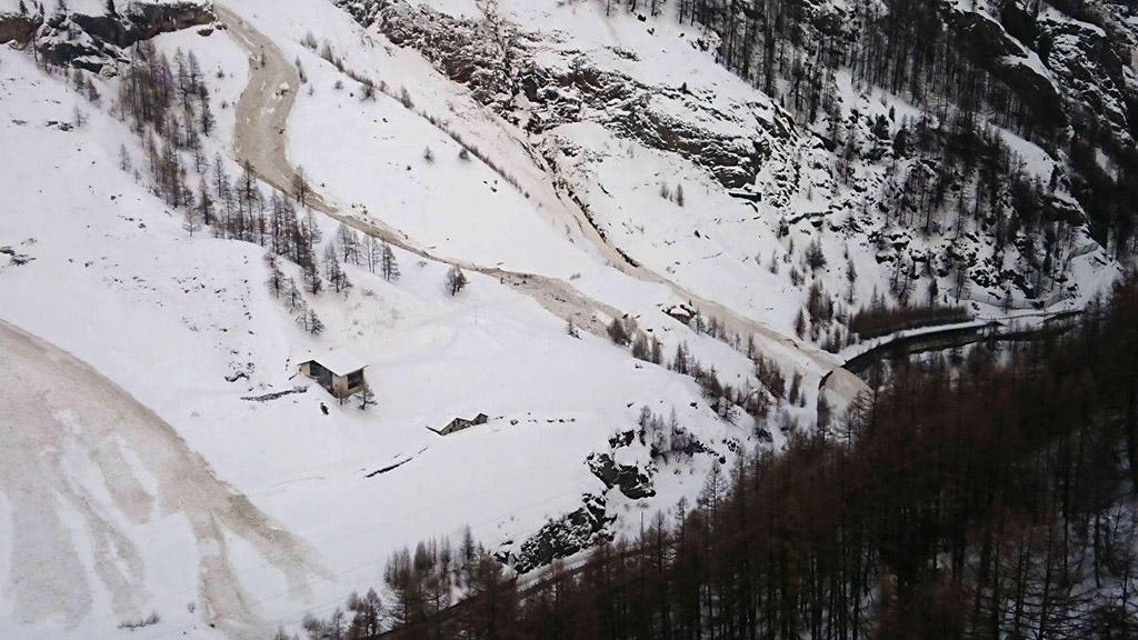 Avalanche in Zermatt, Switzerland, 2018.