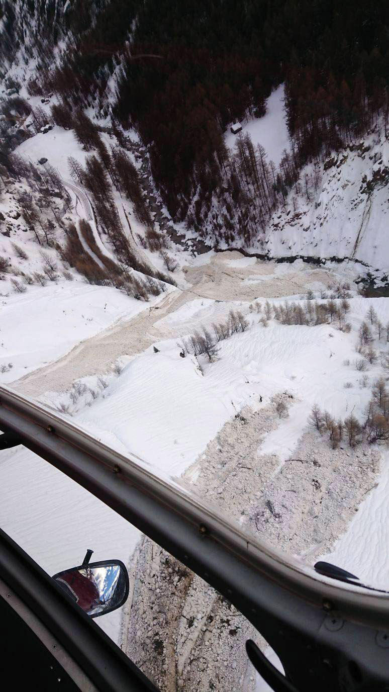 Avalanche in Zermatt, Switzerland, 2018.