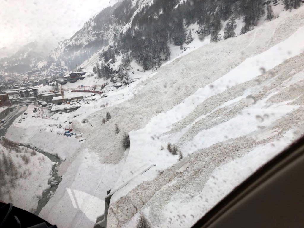 Avalanche in Zermatt, Switzerland, 2018.