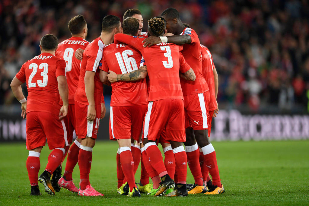 swiss football team celebrates