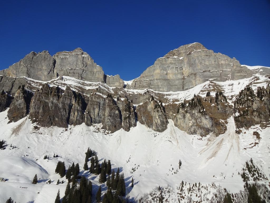 Mountain peaks in snow