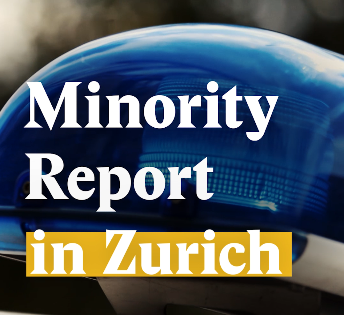A cover image for a Nouvo video about an algorithm used by the police in Zurich to prevent burglaries.