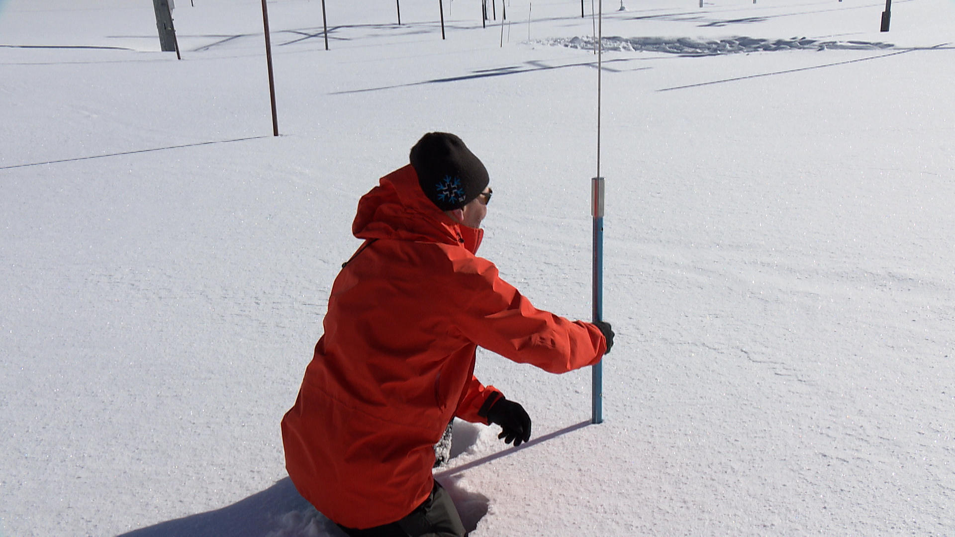 Snow physicist Charles Fierz analyses a snow profile.