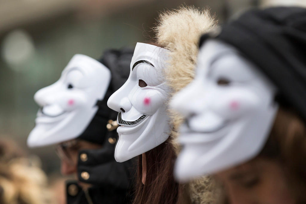 anonymous masked protesters