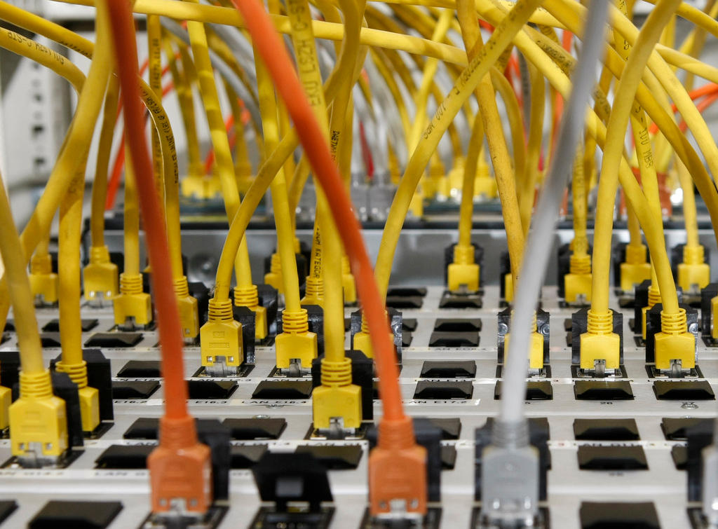 Yellow and orange computer cables