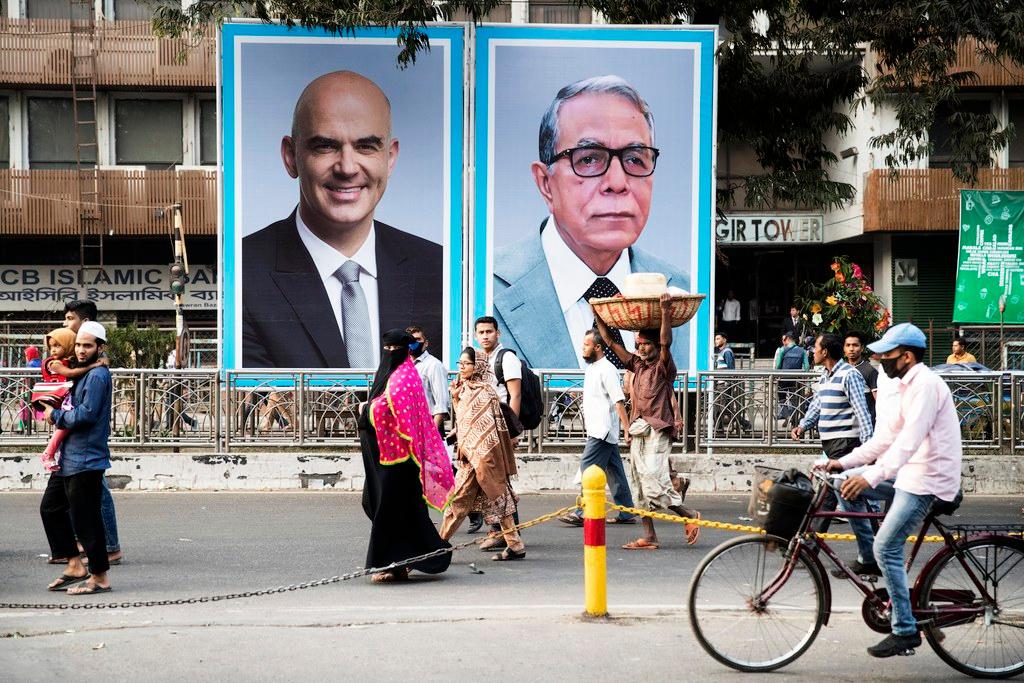 Poster of Alain Berset in Dhaka