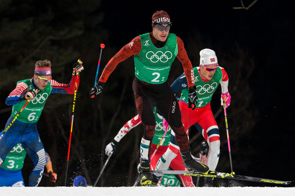 Centre front: Dario Cologna of Switzerland.