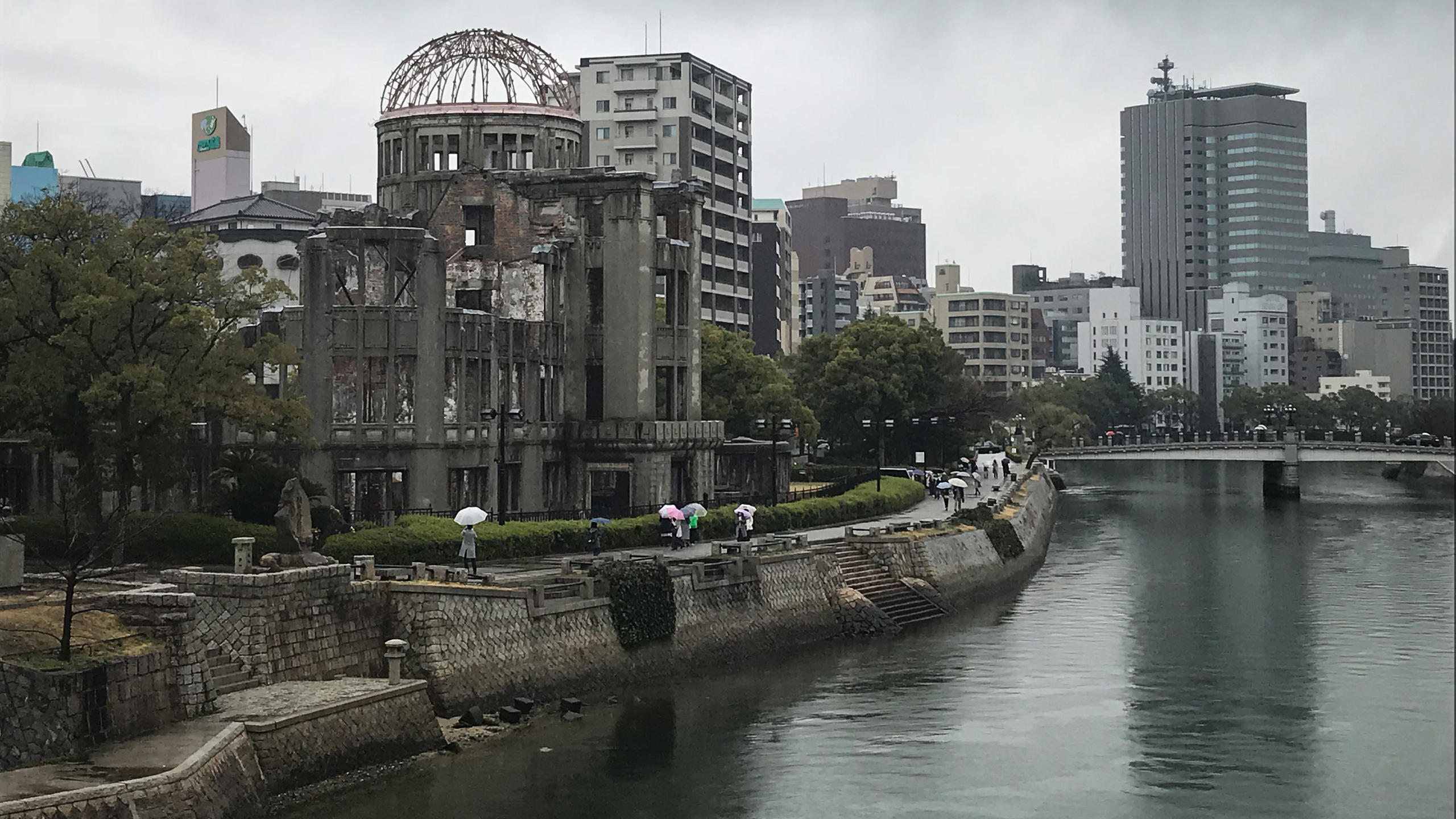 Hiroshima s Atomic Dome and the city skyline with river