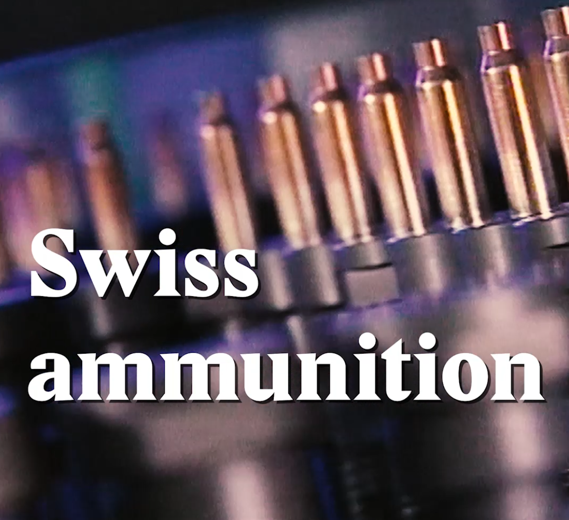 A cover image for a Nouvo video about a Swiss government-owned weapons maker.