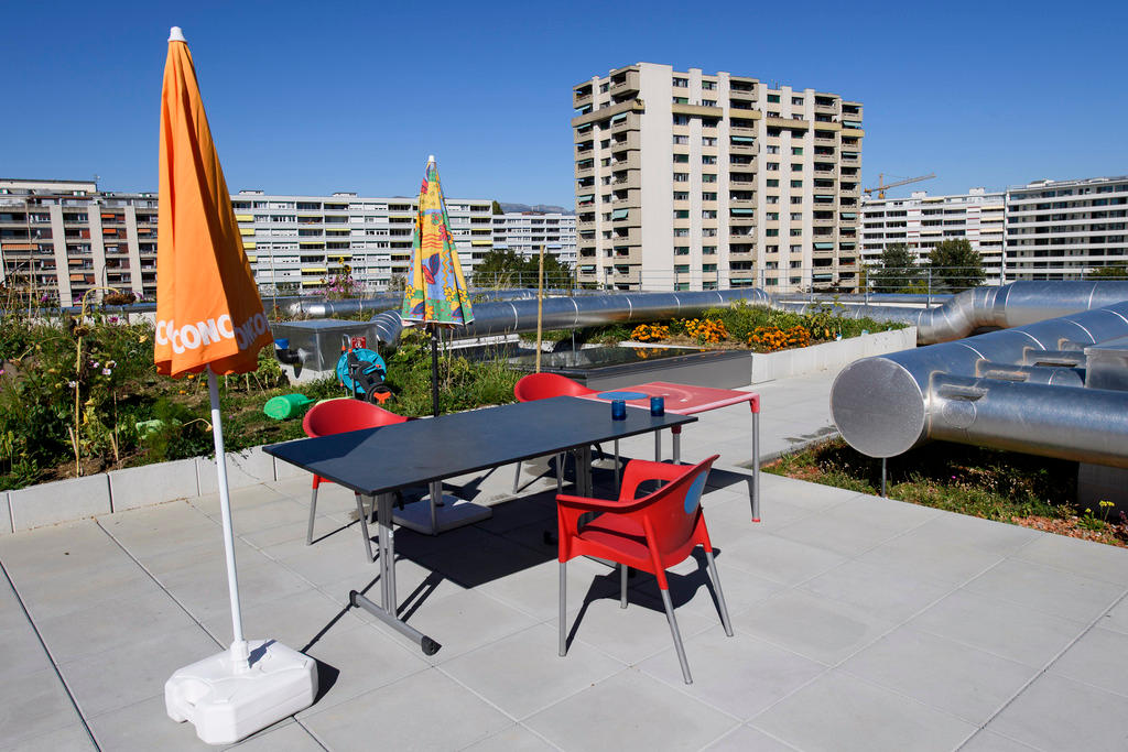 A picture taken on a communal roof terrace