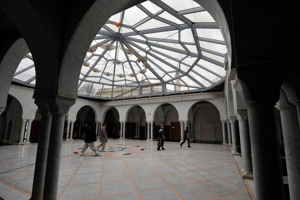 The minaret of the big mosque of Geneva