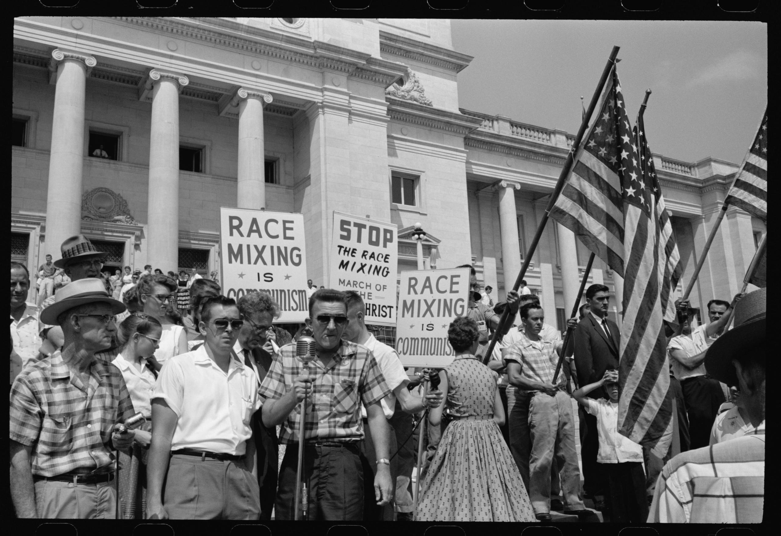 An anti-integration rally in Little Rock, Arkansas