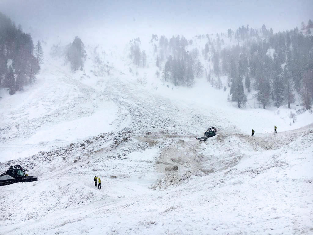 Debris of avalanche in Vallon d Arbi