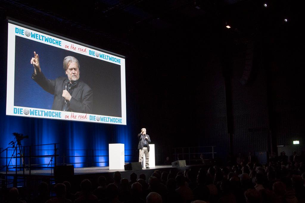 hite House strategist Steve Bannon speaks during the Weltwoche (World week) on the road