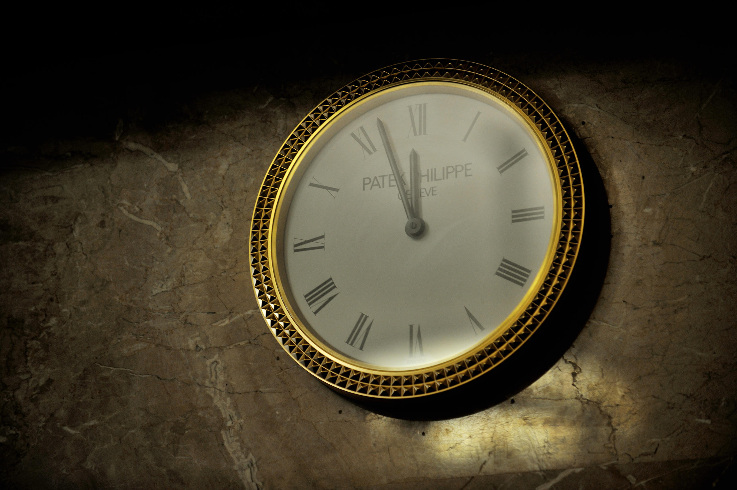 Three minutes to twelve on the clock in the wall of the Conference Chamber