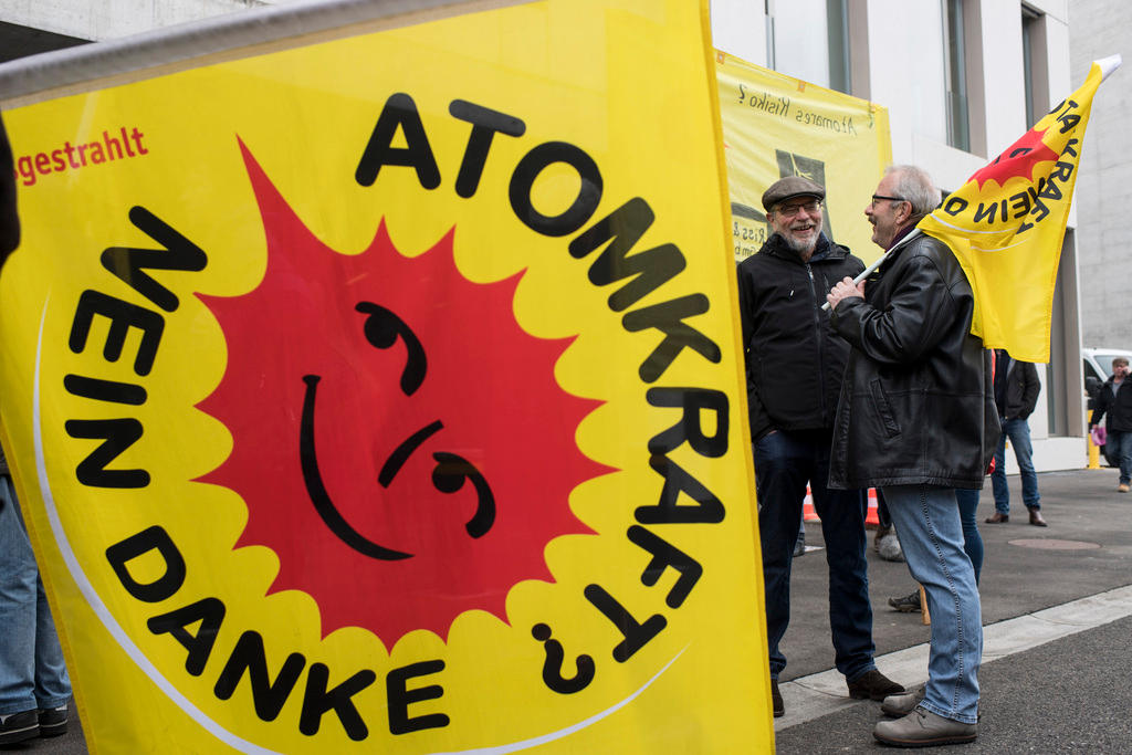 Protest banner against nuclear power