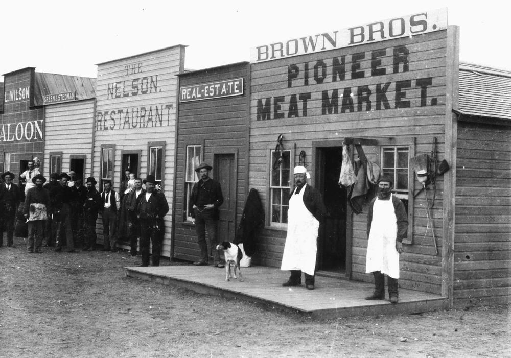Restaurants and saloons in black and white archive photo