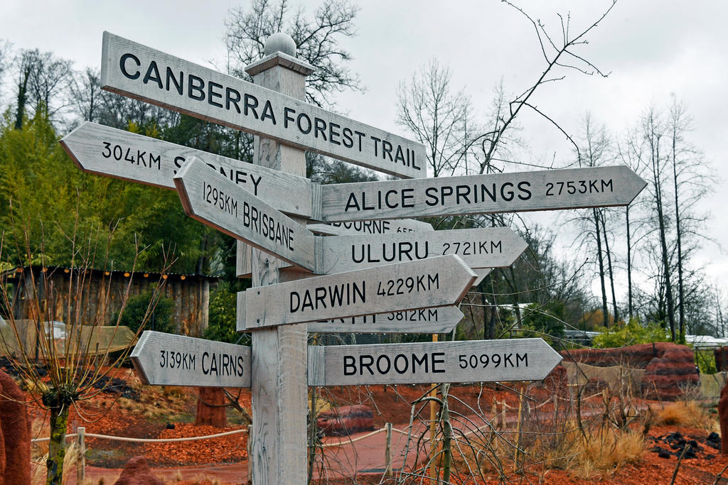 チューリヒ動物園のオーストラリア・ハウス前の標識